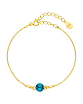 Armband mit Geburtssteinen aus Edelstahl in Goldfarben mit blauem Geburtsstein