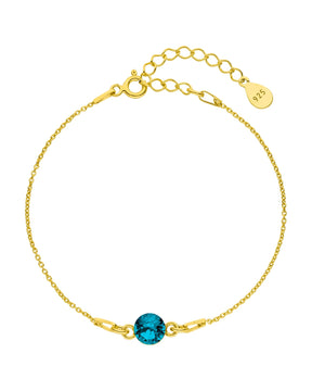 Armband mit Geburtssteinen aus Edelstahl in Goldfarben mit blauem Geburtsstein