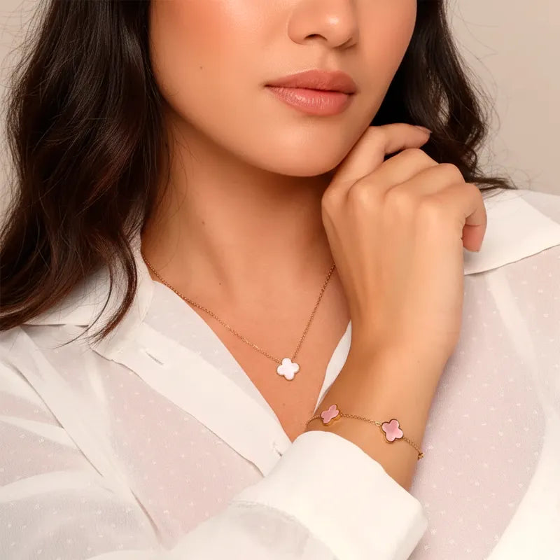 Armband mit rosa Kleeblatt