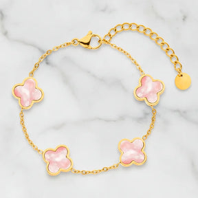 Armband mit rosa Kleeblatt