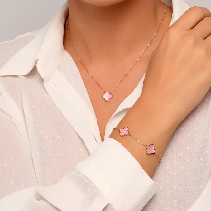 Armband mit rosa Kleeblatt