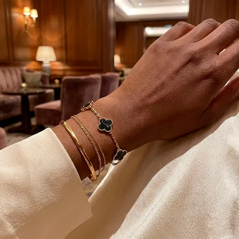 Armband mit marmorierten Kleeblättern