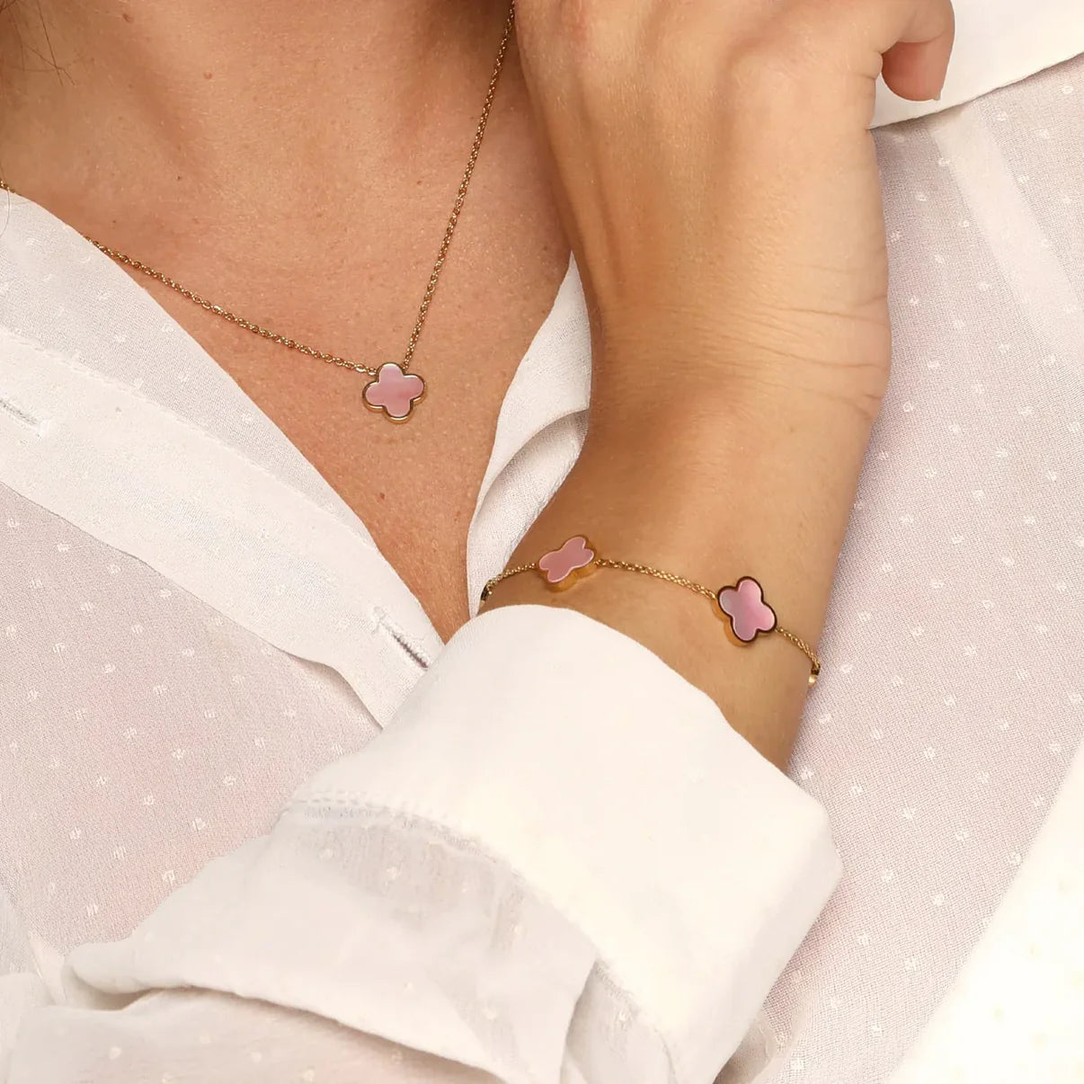 Armband mit rosa Kleeblatt