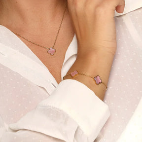 Armband mit rosa Kleeblatt