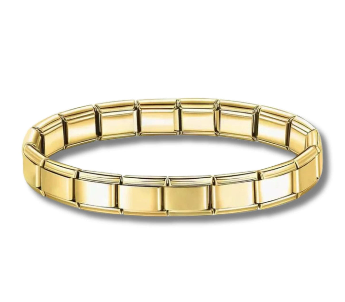 Italian Charm Armband aus Edelstahl in Goldfarben mit modularen Charm-Gliedern