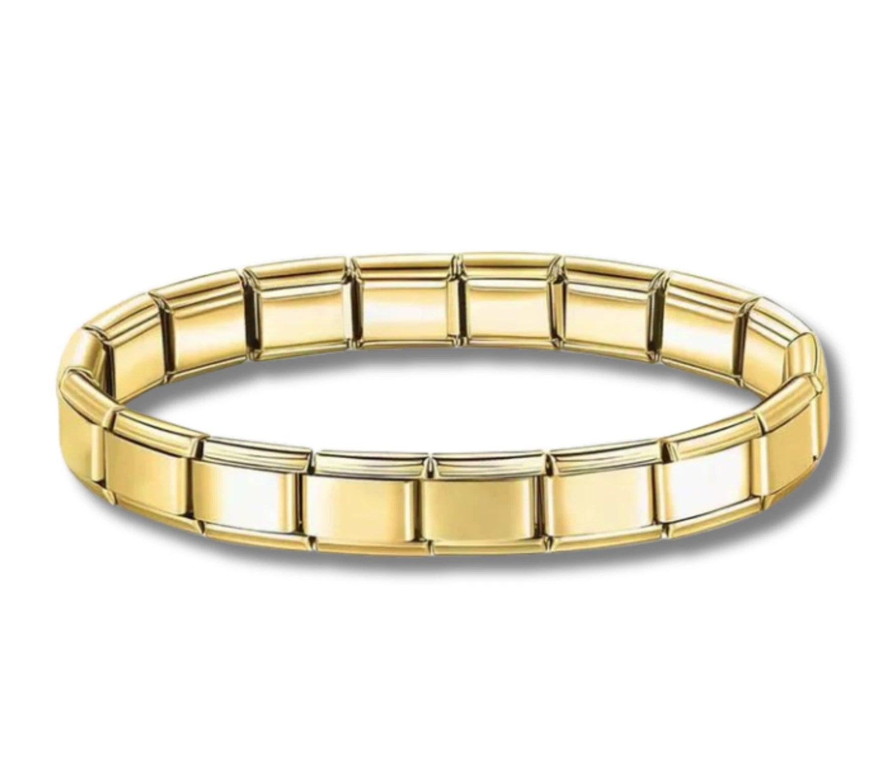 Italian Charm Armband aus Edelstahl in Goldfarben mit modularen Charm-Gliedern