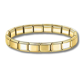 Italian Charm Armband aus Edelstahl in Goldfarben mit modularen Charm-Gliedern