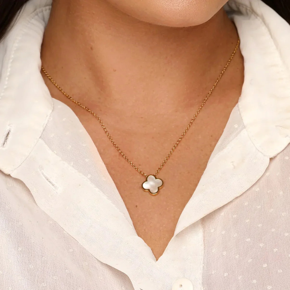 Kette mit rosa Kleeblatt