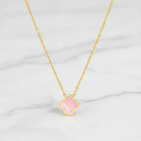 Kette mit rosa Kleeblatt