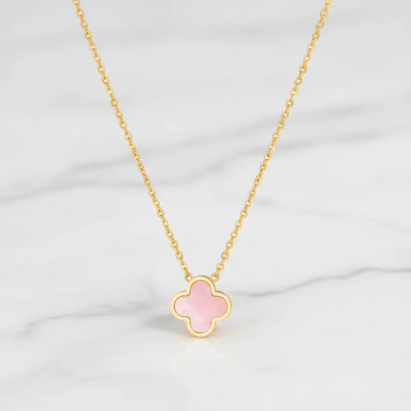 Kette mit rosa Kleeblatt
