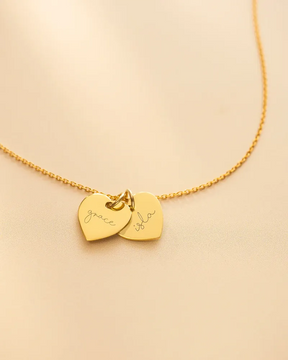 Kette mit zwei Herzen und Gravur