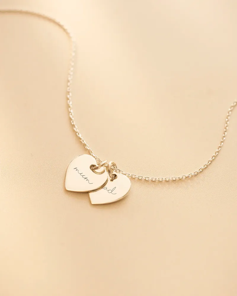 Kette mit zwei Herzen und Gravur